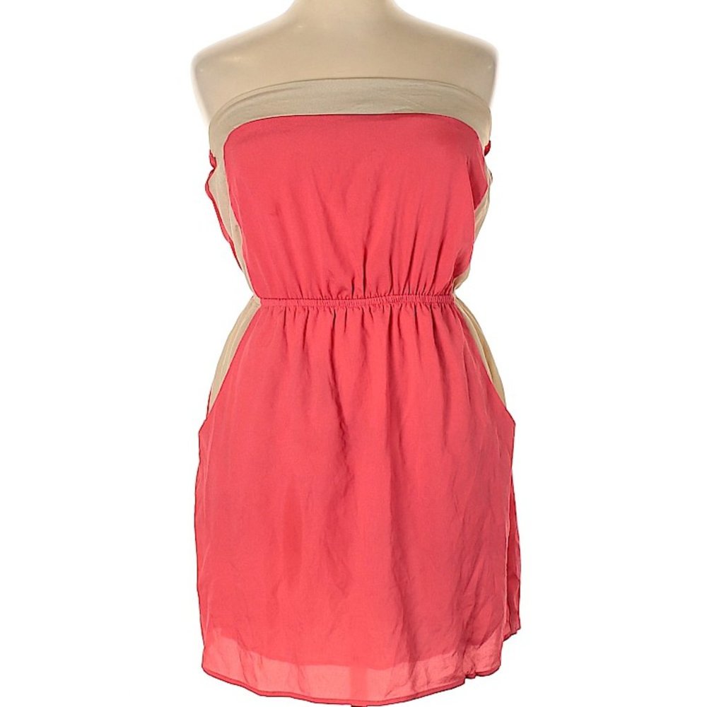 👀 Dots pink xl casual mini strapless dress